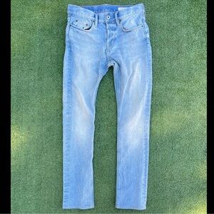 All Saints Cigarette Jeans 28 Button Fly Blue Denim Stretch Preowned distressed